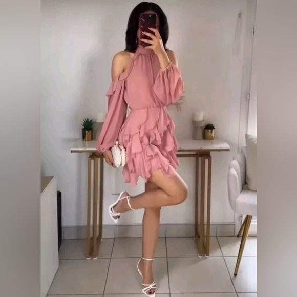 Zara Dresses & Skirts - Zara High Collar Ruffle Mini Dress